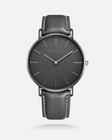 ساعة رجالي جلد بلون رمادي