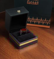 خاتم ملكي فضة عيار 925 بمقبض مُنقط - عنابي