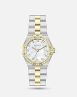 ساعة نسائية فخمة ستيل بلونين ميناء أبيض