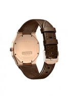 ساعة لافوس جلد بني اطار روز قولد