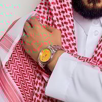 ساعة رجالية شبيهة رولكس باللون الفضي والأصفر