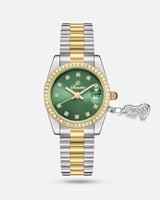 ساعة لفتة النسائية بتصميم راقي بلونين أخضر