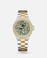 ساعة نسائية كرستال بلونين أخضر