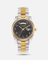 ساعة رجالية شبية ROLEX فضي وذهبي ميناء أسود