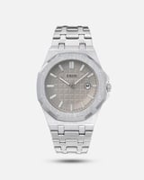 ساعة رجالي بلون فضي ميناء رمادي