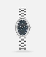 ساعة نسائية ستيل ارقام عربية بلون فضي أسود