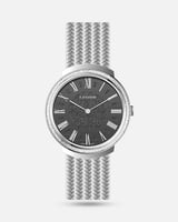 ساعة رجالية بسوار ستانلس ستيل بلون فضي اسود