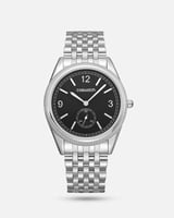 ساعة النخبة الرجالية ستيل فضي ميناء أسود