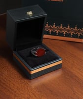 خاتم ملكي فضة عيار 925 بمقبض مُنقط - عنابي