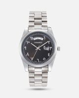 طقم ساعة رجالية أسود منسقة مع قلم وكبك ومسبحة