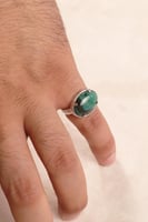 خاتم ملكي مخالب فضة عيار 925 اخضر معرق