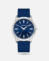 ساعة رجالي بحزام قماش باللون الأزرق