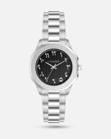 ساعة رجالية بأرقام عربية باللون الفضي ميناء الأسود...