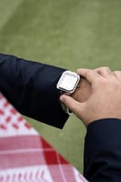 ساعة رجالية ستيل أرقام عربية بلون فضي