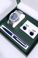 طقم ساعة رجالية منسقة مع قلم وكبك