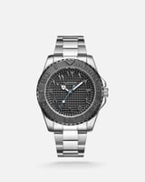 ساعة رجالية ستيل بارقام عربية بلون فضي أسود