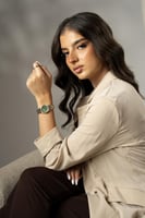 ساعة نسائية فخمة ستيل بلونين ميناء أخضر