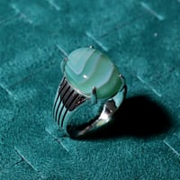 خاتم ملكي مخالب فضة عيار 925 اخضر طبيعي