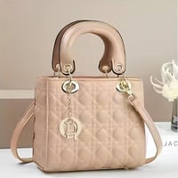 شنطة أنيقة من الجلد بحجم صغير بلون بيج