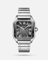 طقم ساعة رجالية باللون الفضي والأسود منسقة مع كبك...