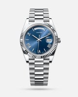 ساعة رجالي ستيل DAY DATE باللون الازرق