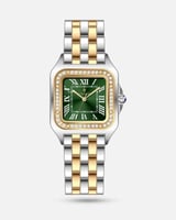 ساعة نسائية بسير ستيل بلونين ميناء أخضر