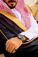 ساعة رجالية ستيل باللون الأسود ميناء أزرق