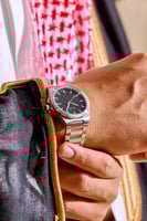 ساعة رجالية ستيل بلون فضي ميناء اسود