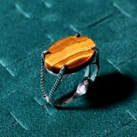 خاتم ملكي مخالب فضة عيار 925 عين النمر