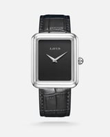 ساعة رجالية جلد بلون أسود