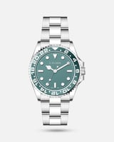 ساعة رجالية كلاسيك بلون فضي أخضر