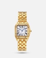 ساعة نسائية مربعة بلون ذهبي ميناء أبيض