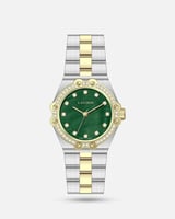 ساعة نسائية فخمة ستيل بلونين ميناء أخضر