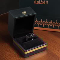 خاتم ملكي فضة عيار 925 بمقبض مُنقط - أسود معرق