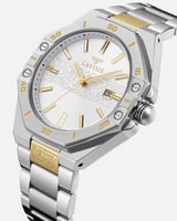 ساعة اصاله الرجالية ستيل بلون فضي وذهبي