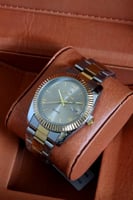 ساعة رجالية شبية ROLEX لونين رمادي ارقام لاتينية