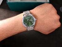 ساعة رجالي ستيل DAY DATE باللون الفضي والأخضر