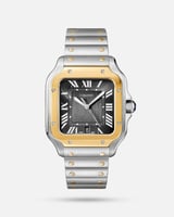 طقم ساعة رجالية باللون الفضي والذهبي منسقة مع كبك...