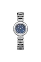 ساعة نسائية فضي ميناء كحلي بفصوص الزركون شبيه الأل...