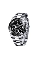 ساعة رجالية باللون الفضي والأسود