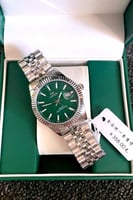 ساعة رجالية بتصميم كلاسيك باللون الفضي والاخضر 38m...