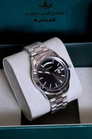 ساعة رجالي ستيل DAY DATE باللون الفضي والاسود