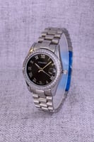 ساعة نسائية عملية شبيهة رولكس فضي اسود