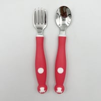 ملعقة وشوكة للأطفال - تصميم بقرة