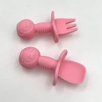 ملعقة وشوكة سليكون مقبض راس قرد