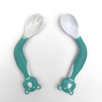 ملعقة وشوكة سليكون بعلامة الدب