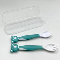 ملعقة وشوكة سليكون بعلامة الدب