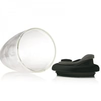 كوب شفاف طبقتين زجاج بغطاء بلاستيك أسود/ رمادي 500...