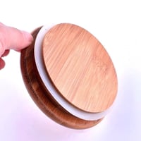 كوب طبقتين زجاج شفاف بمقبض وغطاء خشب 350 مل