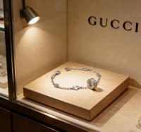 سوار غوتشي - أيقوني مطلي بالذهب الأبيض